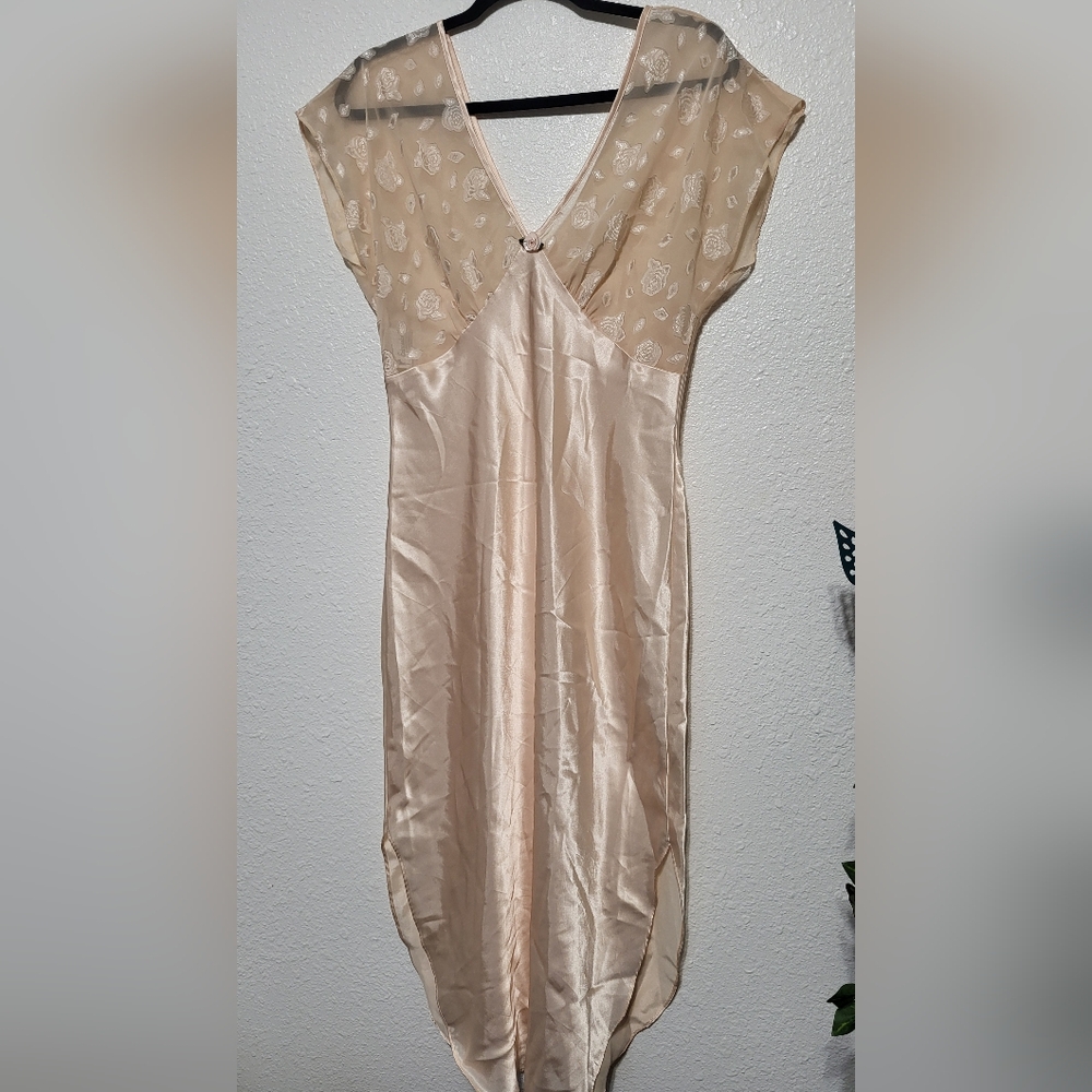 Expressions, Nightgown cream color with floral sheer top